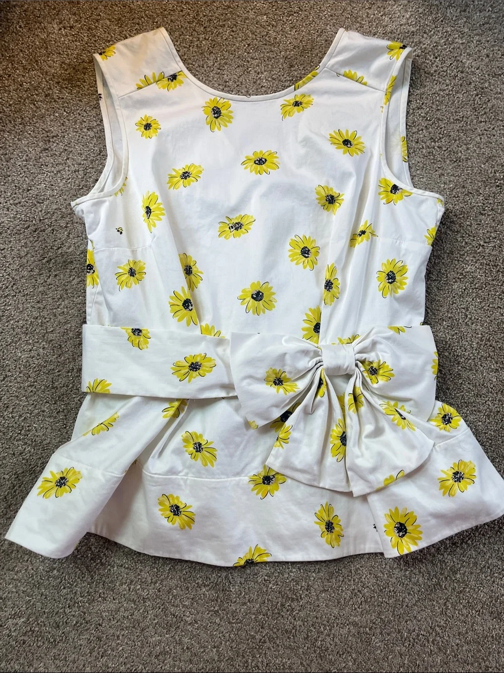 🌻🌻🌻Kate Spade Cotton Sateen Poplin Big Bow Sunflower Blouse sz8 EUC
